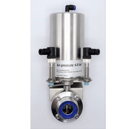 Nerezová klapka přímá DN25, závitová typ G-G, s pneumatickým pohonem