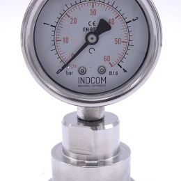 Celonerezový tlakoměr s oddělovací membránou CLAMP DIN 32676, 63 mm,0-8 bar, clamp límeček-50,5mm