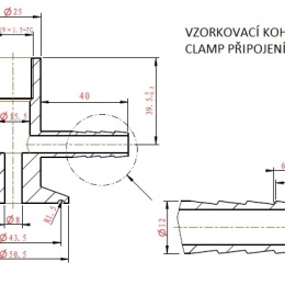 Nerezový vzorkovací ventil, kohoutek, připojení CLAMP