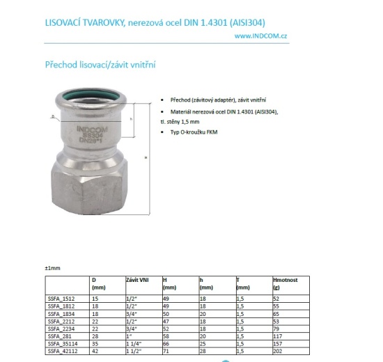 Přechod lisovací/závit vnitřní (závitový adaptér)