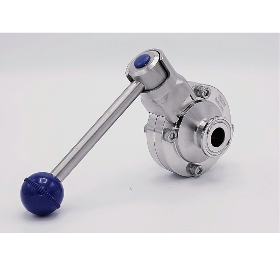 Nerezová klapka přímá, motýlová, clamp typ C-C DN20 (límeček 34mm)