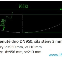 Nerezové klenuté dno| DN950 (956x3 mm) - rozměry