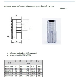 varné hadicové nástavce, typ 337S_katalogový list