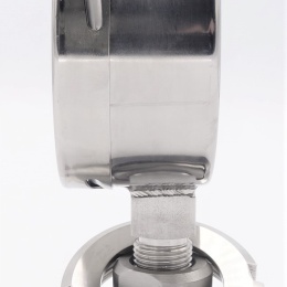 Tlakoměr s oddělovací membránou, potravinářské šroubení DIN 11851, číselník 100 mm,matice DN40| 0-2,5 bar