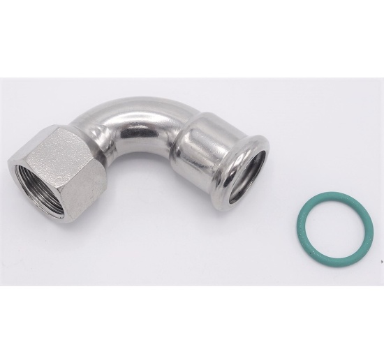 Koleno 90°, nerezové, lisovací, F/závit vnitřní 18 mm_3/4"
