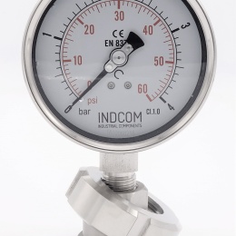 Tlakoměr s oddělovací membránou, potravinářské šroubení DIN 11851, číselník 100 mm,matice DN40 0-4 bar