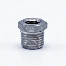 nerezová redukce se šestihranem, vnější závit kuželový 1/4", vnitřní závit válcový 1/8", závitová fitinka