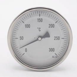 Celonerezový bimetalový teploměr s ponorným dříkem 200 mm, do jímky