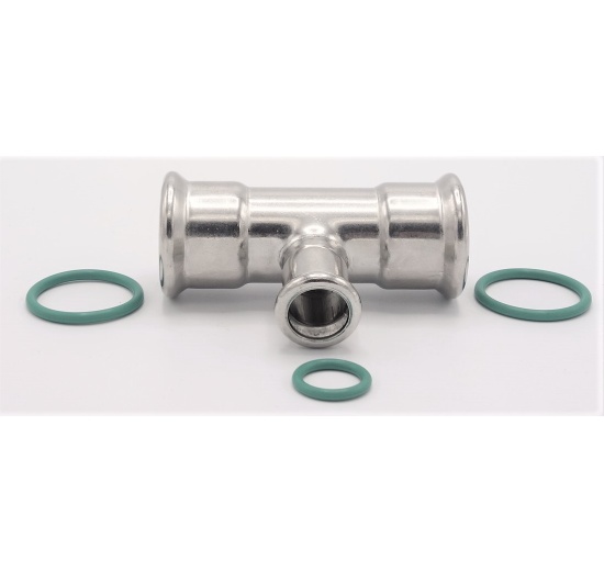 T-kus, lisovací,redukovaný, nerezový F/F/F 28_15_28