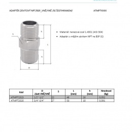 Adaptér závitový NPT/G_VNĚ/VNĚ