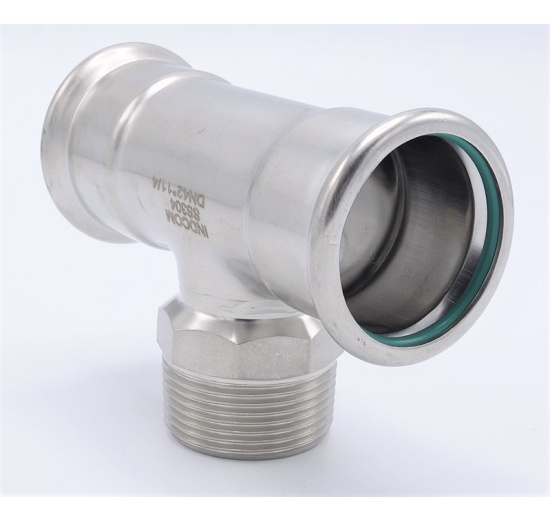 T-kus, nerezový, lisovací F/M(závit vnější)/F 42_1 1/4"_42