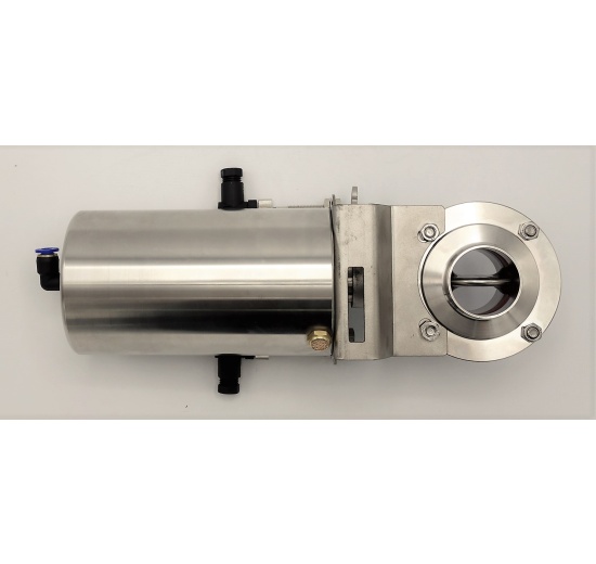 Nerezová klapka přímá DN40, závitová-navařovací typ G-S, s pneumatickým pohonem