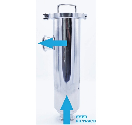 trubkový rohový filtr DN 65 - směr filtrace