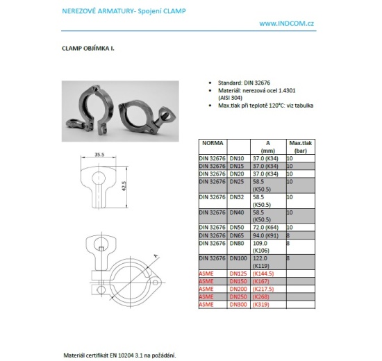 Clamp objímka I. DN25/32/40  (K50.5)