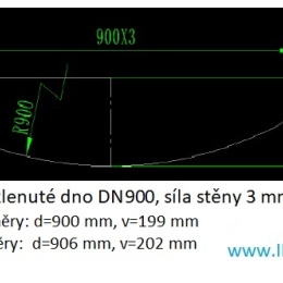 Nerezové klenuté dno DN900 (906*3 mm) - rozměry