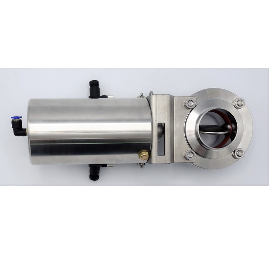 Nerezová klapka přímá, závitová-navařovací typ G-S, s pneumatickým pohonem DN50