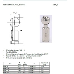 Rotační mycí hlavice, závitová