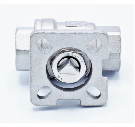 nerezový kulový ventil s montážní podložkou pro elektrický pohon, 1/2"