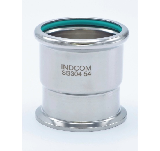 lisovací clamp přechodka z nerezové oceli s vnitřním průměrem 54 mm a clamp límečkem 64 mm
