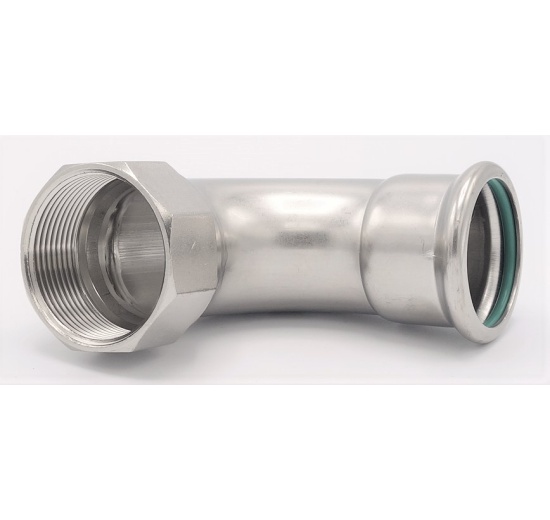 Koleno 90°, lisovací, F/závit vnitřní 42 mm_1 1/2", nerezová ocel