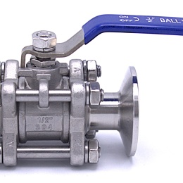 Nerezový kulový kohout s plným průtokem, třídílný, CLAMP DN15 (K50.5)