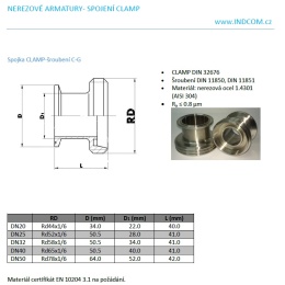Spojka CLAMP/šroubení_C-G