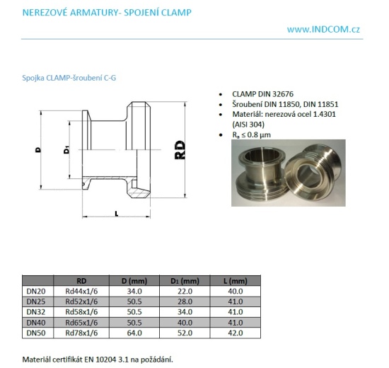 Spojka CLAMP/šroubení_C-G
