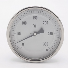 Celonerezový bimetalový teploměr s ponorným dříkem 200 mm, do jímky