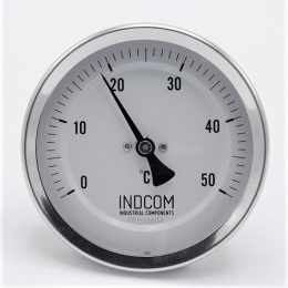 Celonerezový bimetalový teploměr s ponorným dříkem, do jímky 0-50 ℃, 100 mm