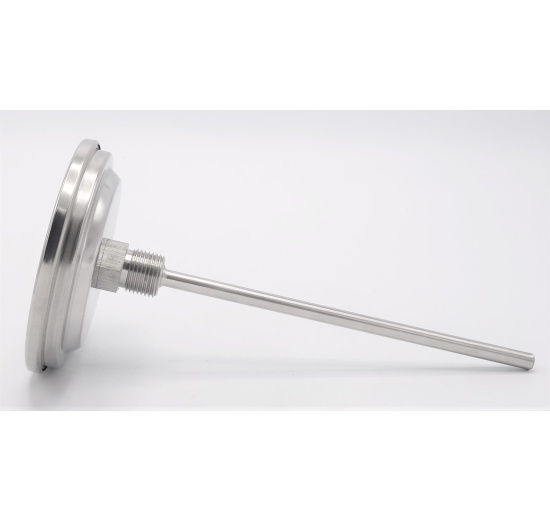 Celonerezový bimetalový teploměr s ponorným dříkem, závitový 0-100℃ (1/2”) 200 mm