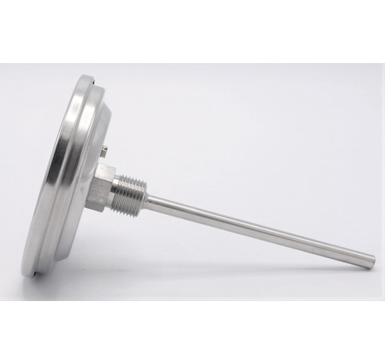 Celonerezový bimetalový teploměr s ponorným dříkem, závitový (1/2”), 0-100℃, 150 mm