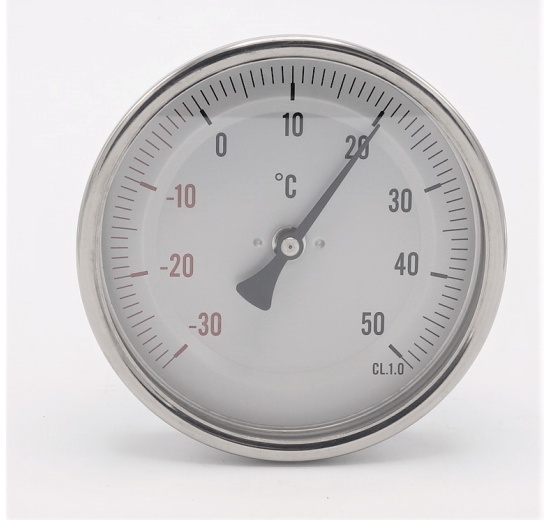 Celonerezový bimetalový teploměr s ponorným dříkem, závitový (1/2”), -30/50℃,  200 mm