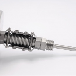 Celonerezový bimetalový teploměr s ponorným dříkem, závitový, úhlový přípoj |0-100 ℃ (1/2”) 100 mm