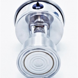 celonerezový manometr s clamp oddělovací membránou (límeček 50,5 mm), zadní připojení tlakoměru k membráně, číselník 63 mm, rozsah měření 0-1 bar