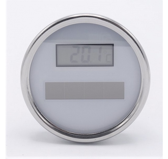 Celonerezový teploměr, digitální, solární průměr 3”,stem 6''(-50+150 °C)