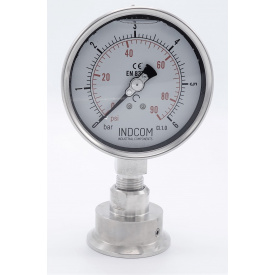 Celonerezový tlakoměr s oddělovací membránou CLAMP DIN 32676, 100mm | 0-6 bar