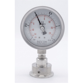 Celonerezový tlakoměr s oddělovací membránou CLAMP DIN 32676, 100mm | -1/1,5 bar