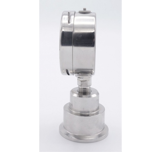 Celonerezový tlakoměr s oddělovací membránou CLAMP DIN 32676, 63 mm,0-6 bar, clamp límeček-50,5mm