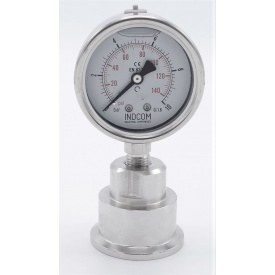 Celonerezový tlakoměr s oddělovací membránou CLAMP DIN 32676, 63mm | 0-10 bar, (clamp-50,5mm)