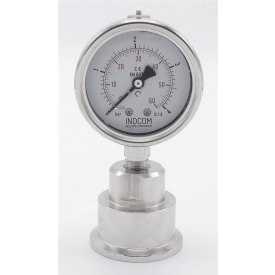 Celonerezový tlakoměr s oddělovací membránou CLAMP DIN 32676, 63mm | 0-4 bar, (clamp-50,5mm)