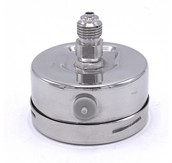 Celonerezový tlakoměr se zadním připojením -  závit 1/4“ BSP, 0 - 2.5 bar.