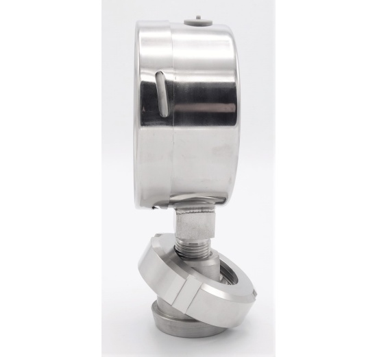 Tlakoměr s oddělovací membránou, potravinářské šroubení DIN 11851, číselník 100 mm,matice DN40| 0-10 bar