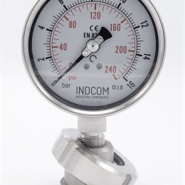 Tlakoměr s oddělovací membránou, potravinářské šroubení DIN 11851, číselník 100 mm,matice DN32, 0-16 bar