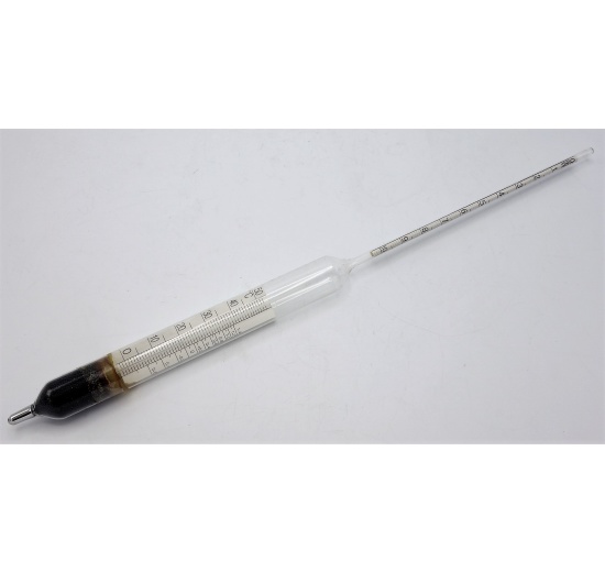 Cukroměr pivovarský s teploměrem 0-10