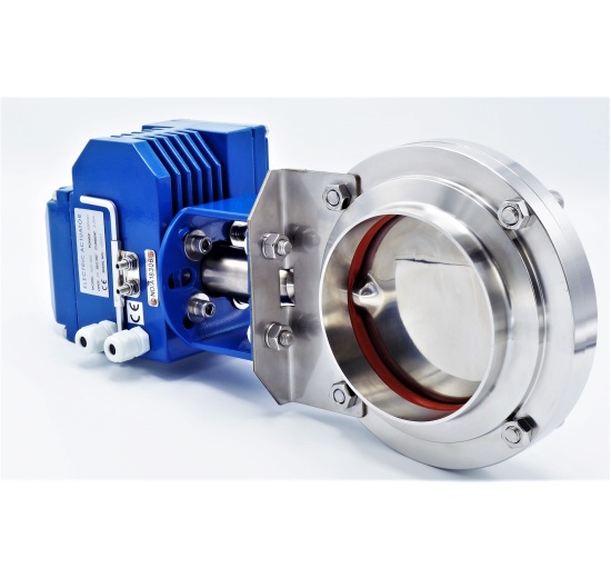 nerezová přímá klapka DN100 s elektropohonem