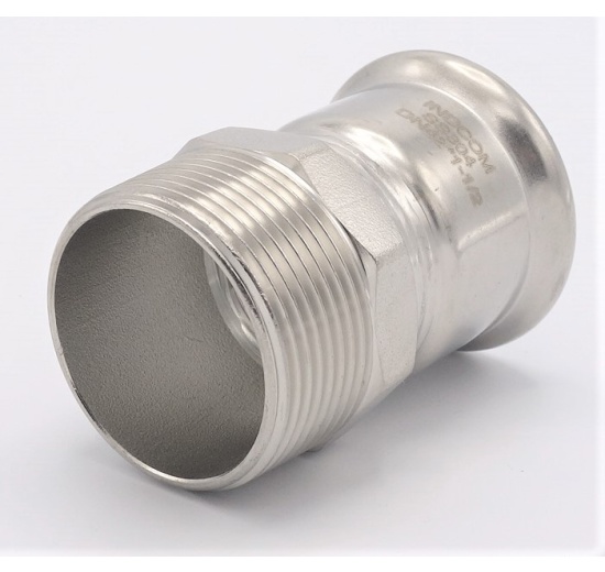 Přechodka lisovací/závit vnější 42 mm_1 1/2", nerez