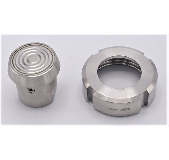 Tlakoměr s oddělovací membránou, potravinářské šroubení DIN 11851, číselník 100 mm, matice DN25