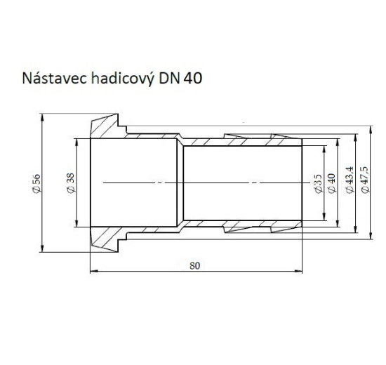 Nástavec hadicový s kuželovým hrdlem DN40
