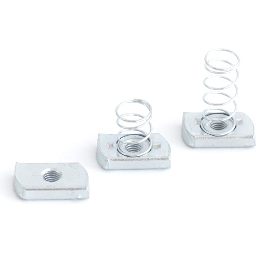 Posuvná matice M8 s pružinou pozinkovaná dlouhá pružina pro nosník 41x41