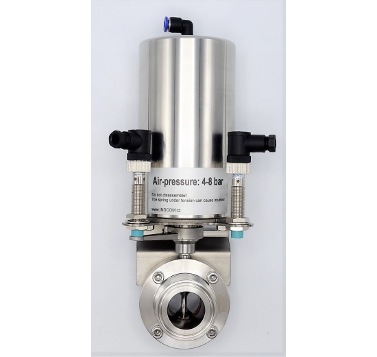 Nerezová klapka přímá, pneumaticky ovládaná, typy C-C  DN32